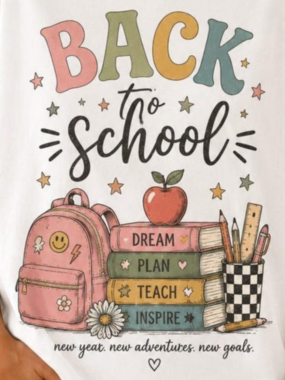 Back to School Teacher Shirt, Retro School Supplies Graphic Tee - Picture 2 of 4